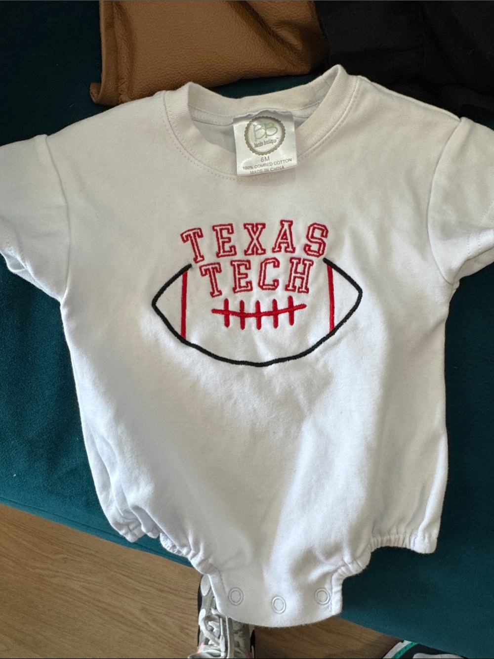 Texas Tech White Baby Football Tee Bodysuit